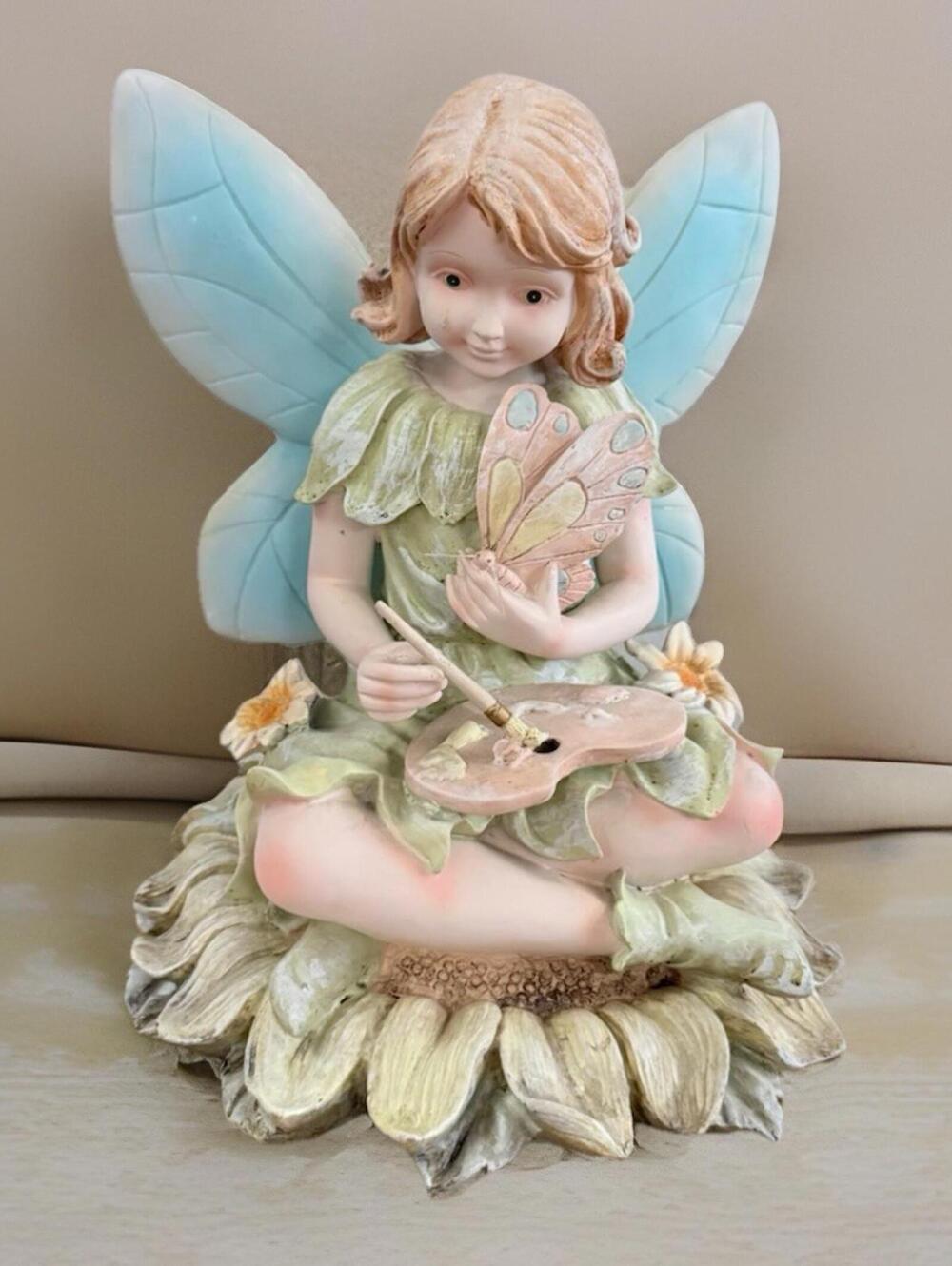 Vintage Collectible Fairy  Figurine Resin Pastel Tones  10" Tall 2003